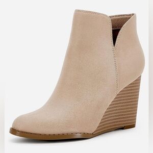 Cream Wedge Ankle Boots